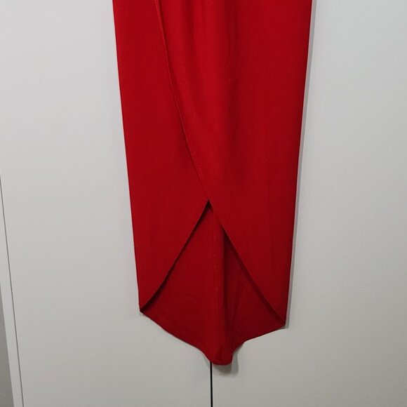 Babe Society Irene Red Long Sleeve Maxi Dress Plunging Neckline Size S - Picture 3 of 7